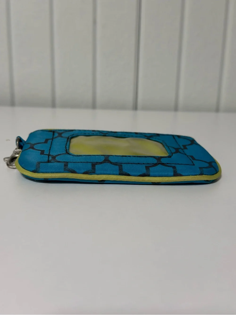 Travelon Teal Geometric ID Pouch with Lime Trim and RFID Blocking
